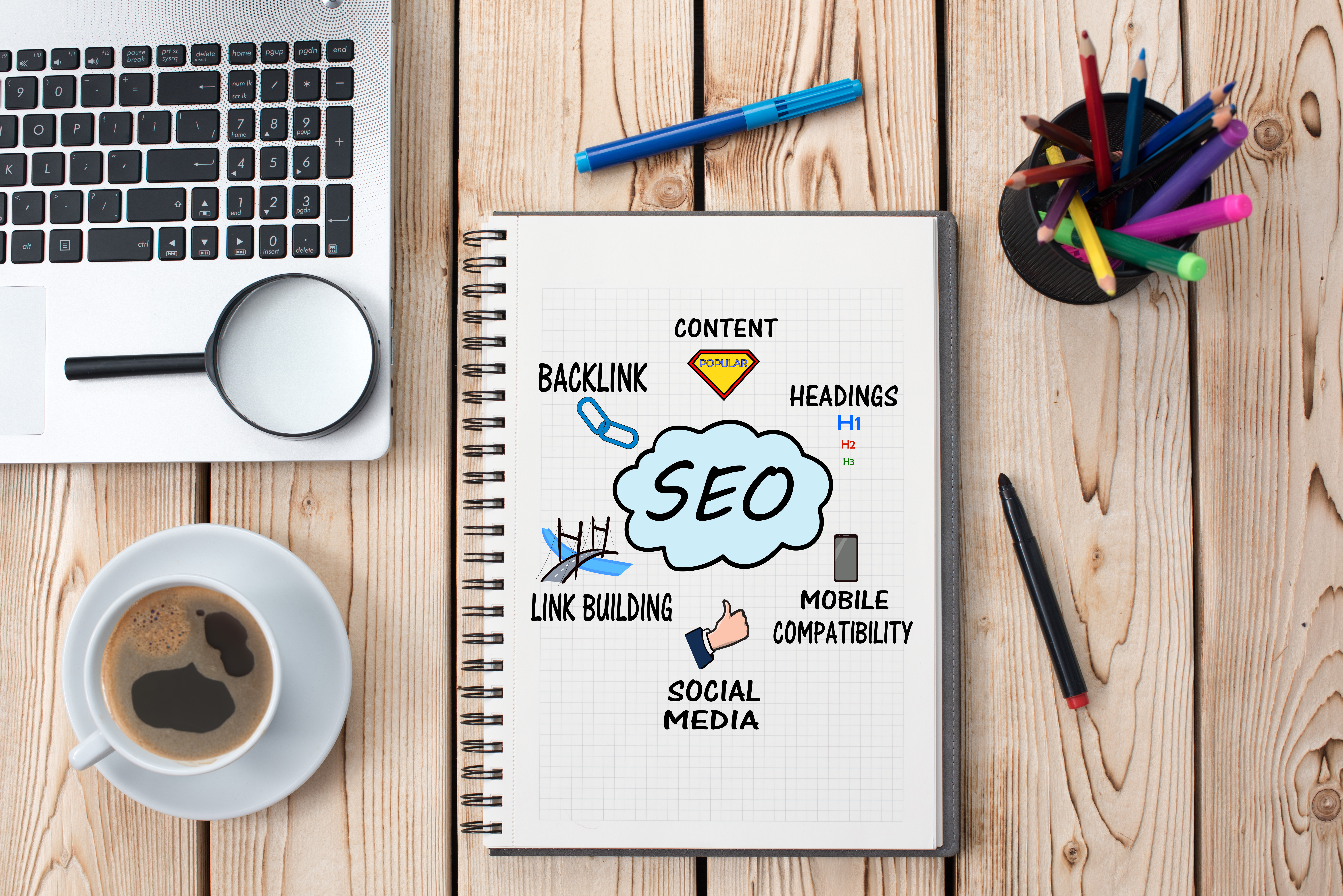 Notebook showing what seo does