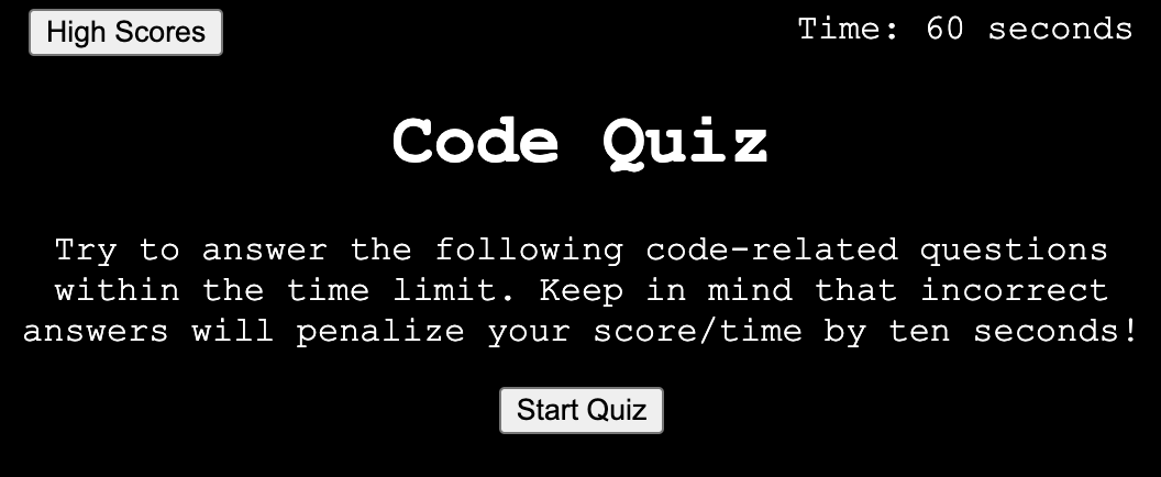 Code Quiz