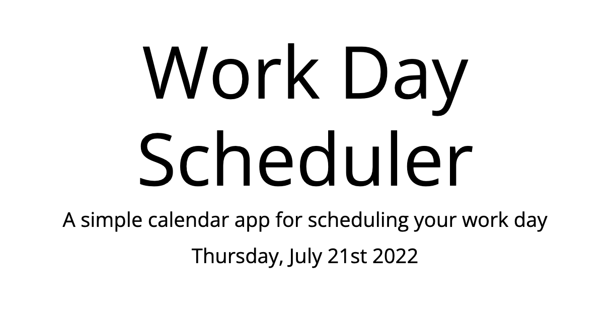 Work Day Scheduler